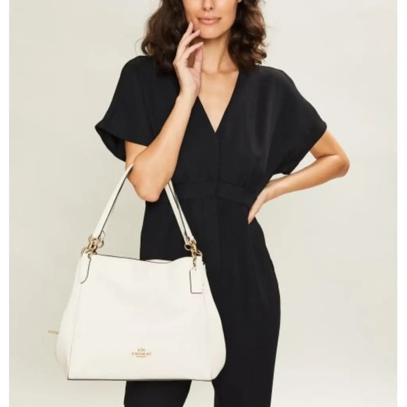 Coach Hallie Handbag White Leather Shoulder Bag NWOT - Picture 3 of 14